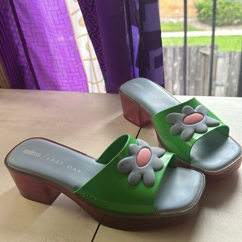 Melissa x Lazy Oaf block heel sandals